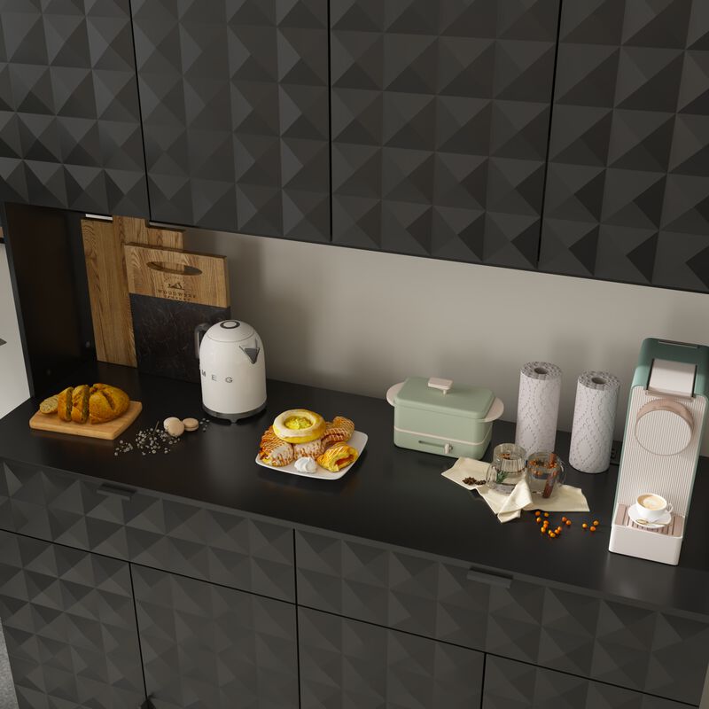 FUFU&GAGA Modern Black Storage Cabinet with Adjustable Shelves and Drawers, P2 MDF, with LED Lighting and USB Ports (46.8" W x 70.9" H x 15.6" D), Black