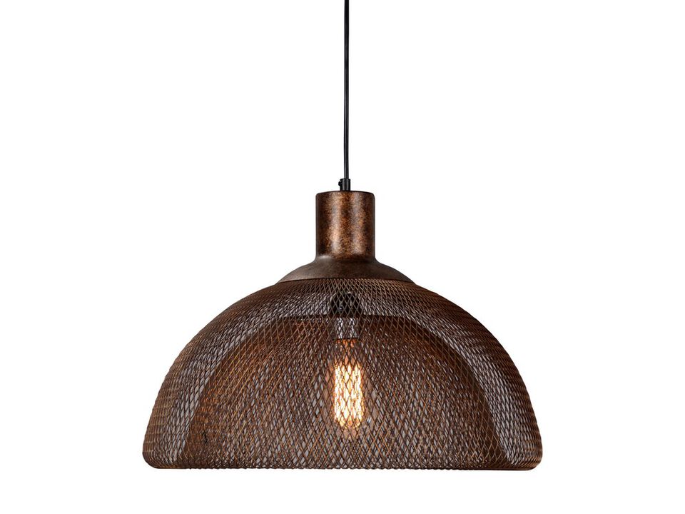 Dual Layer Mesh Design Metal Frame Chandelier, Large, Rustic Bronze-Benzara