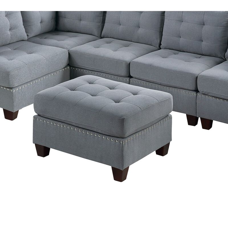 Modular 6 Piece Sectional Set with Ottoman - Linen Fabric