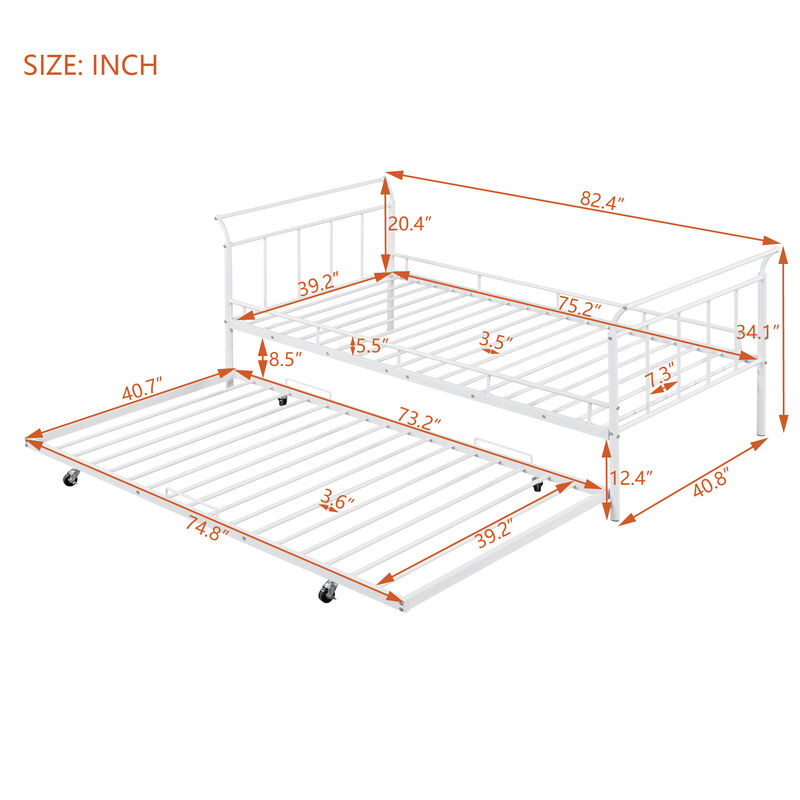 Merax Metal Frame Daybed with Trundle