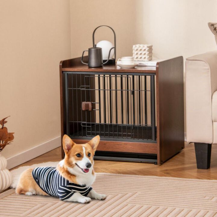 Indoor Dog Crate with Removable Tray and Lockable Door for Pets