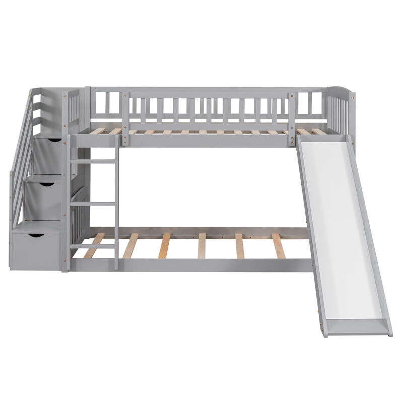 Merax Bunk Bed with 2 Drawers and Slide