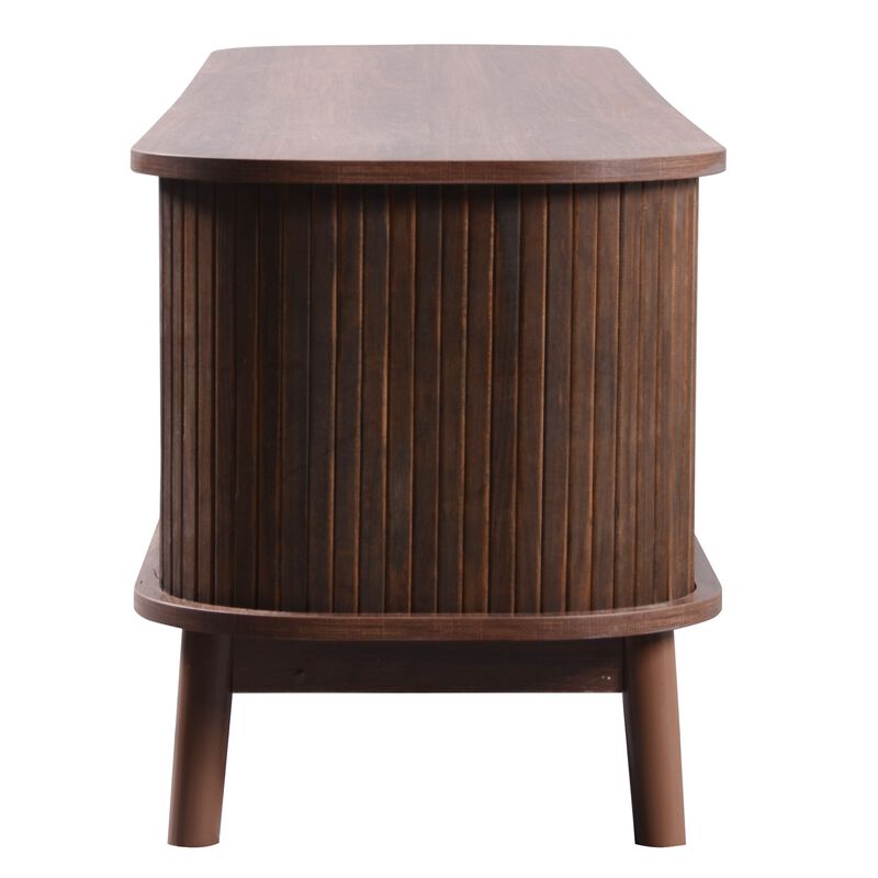 Merax Farmhouse Media Console Table Rattan TV Stand