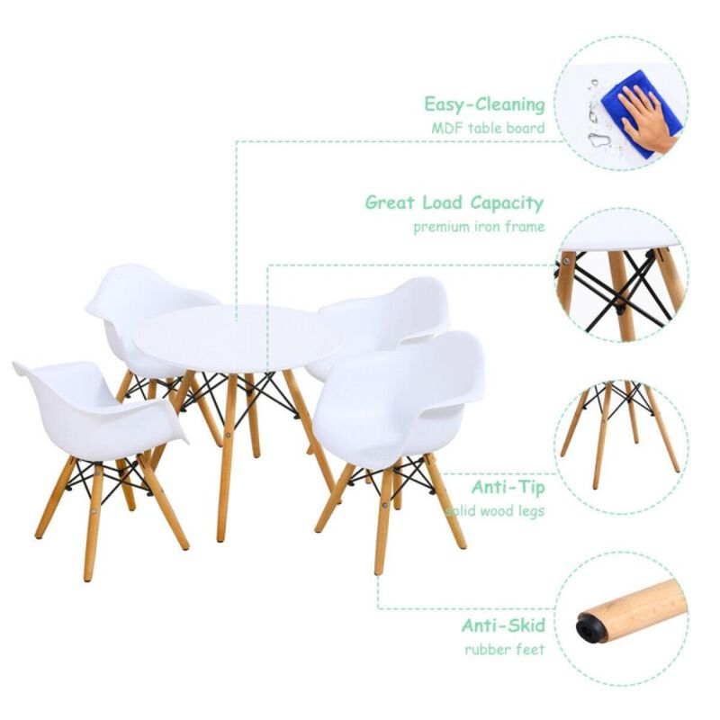 Hivvago 5 Piece Kids Modern Round Table Chair Set