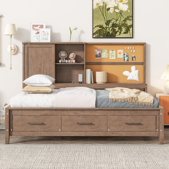 Merax Daybed Bed with USB Ports and 3 Drawers