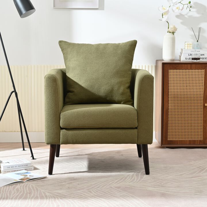 Mondawe Barrel Chair, Fabric Armchair Club Chair, Upholstered Accent Chair with Waist Pillow