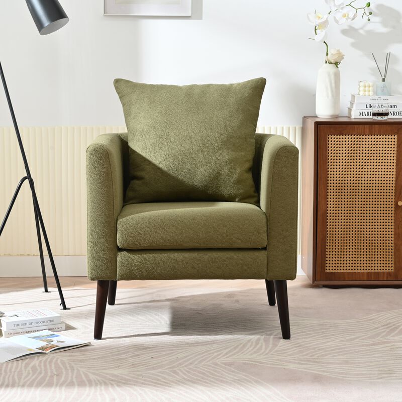 Mondawe Barrel Chair, Fabric Armchair Club Chair, Upholstered Accent Chair with Waist Pillow