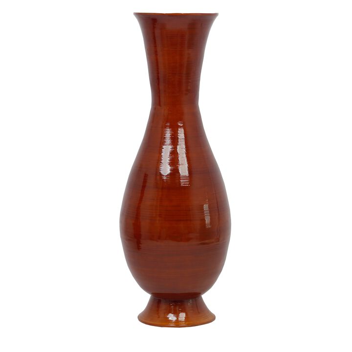 Tall Modern 13.8 in Dia Decorative Floor Vase: Handmade, Natural Bamboo Finish, Contemporary Home Décor, Handcrafted Bamboo, Elegant Interior Design, Bamboo Craftsmanship, Statement Piece for Modern Spaces, Medium