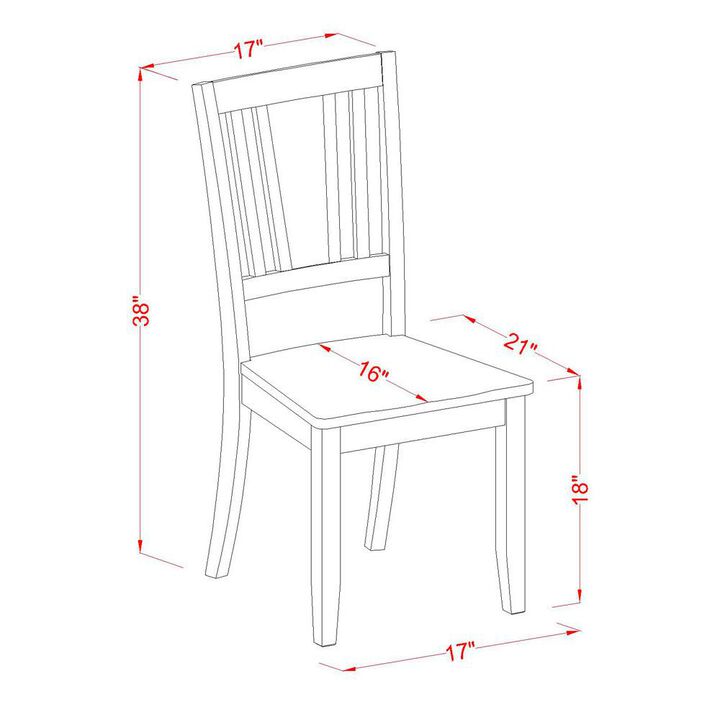 East West Furniture Dudley  Dining  Chair  with  Wood  Seat  in  Mahogany  Finish,  Set  of  2
