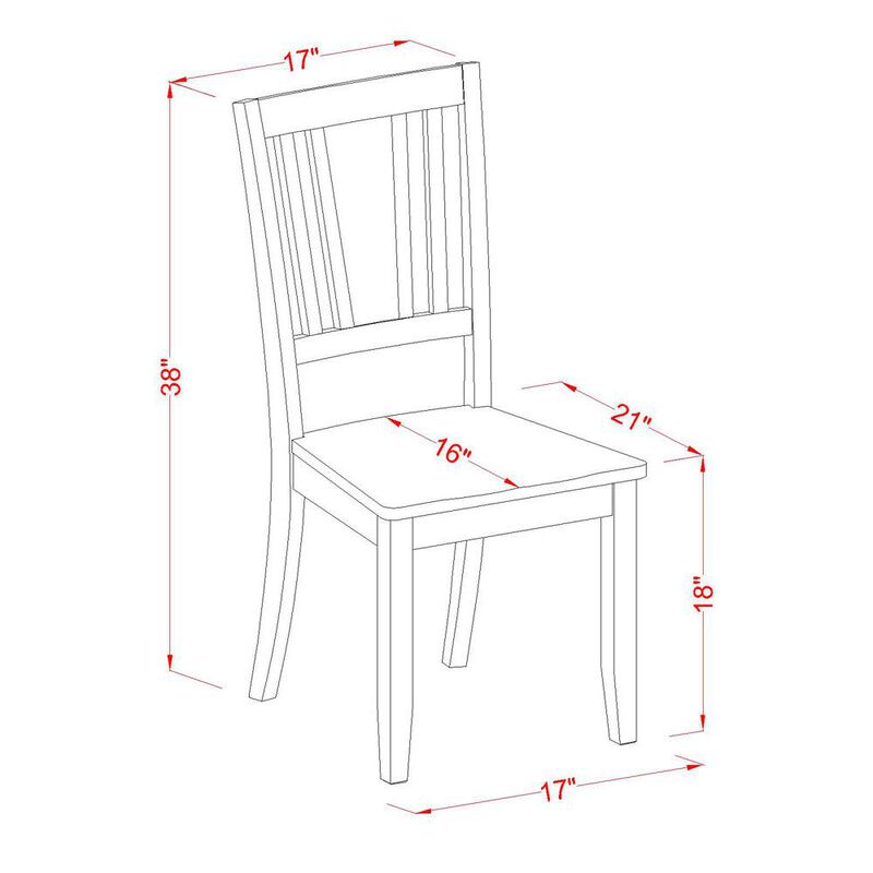 East West Furniture Dudley  Dining  Chair  with  Wood  Seat  in  Mahogany  Finish,  Set  of  2