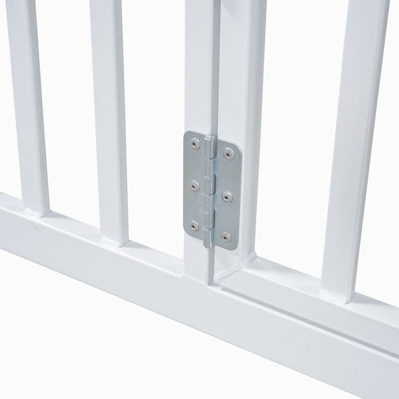 Merax Metal House Bed with Fence and Door