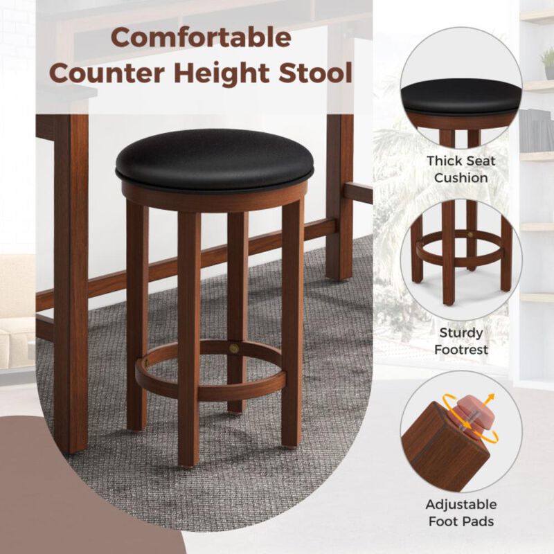 Hivvago 3-Piece Home Bar Set with 2 Upholstered Bar Stools, Outlets and USB Ports