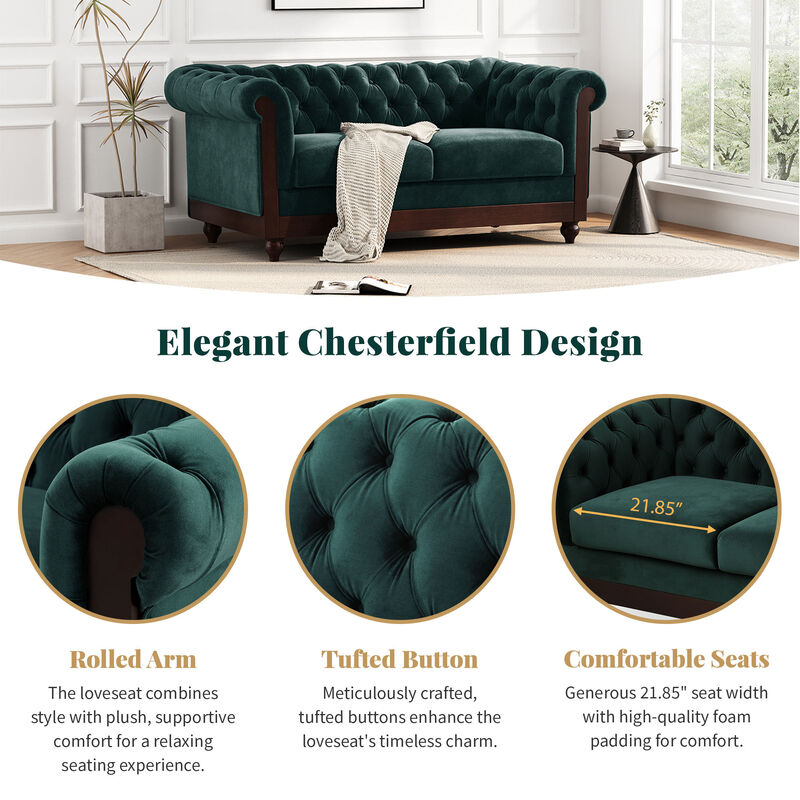 Merax Chesterfield Velvet Loveseat Sofa