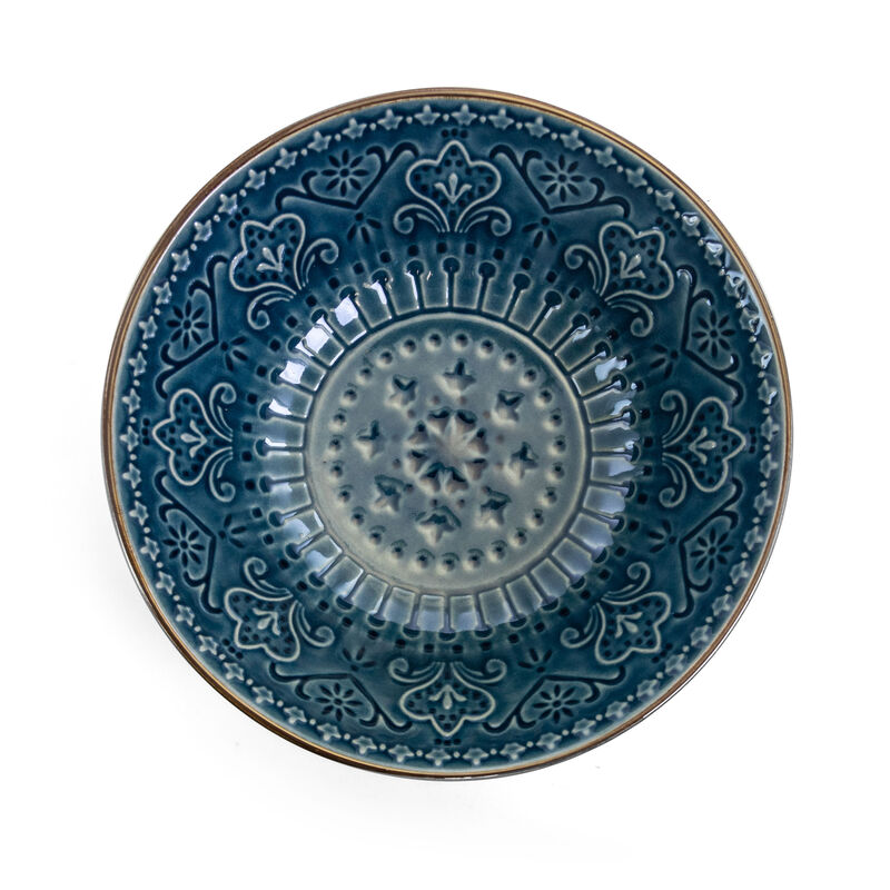 Elama  Deep Sea Mozaic 16 Piece Luxurious Stoneware Dinnerware with Complete Setting for 4