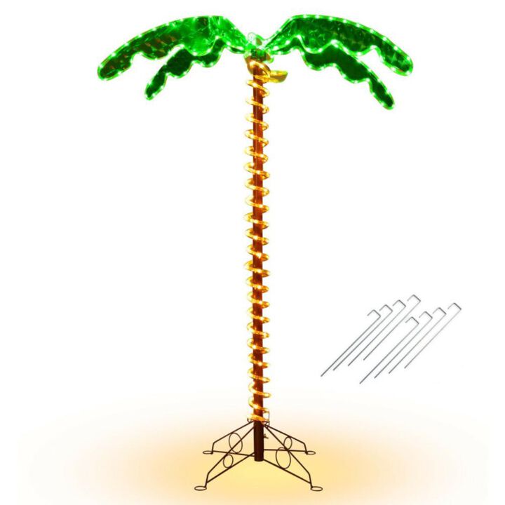 Hivvago 5 Feet LED Pre-lit Palm Tree Decor with Light Rope Hivvago 5 Feet LED Pre-lit Palm Tree Decor with Light Rope