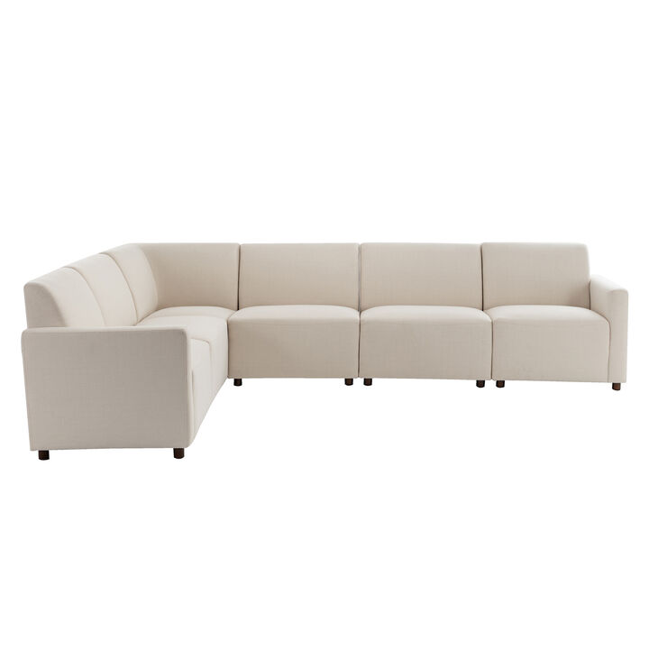 Duvall 6 Piece Modular Sofa - Natural Performance Fabric with Recycled Polyester