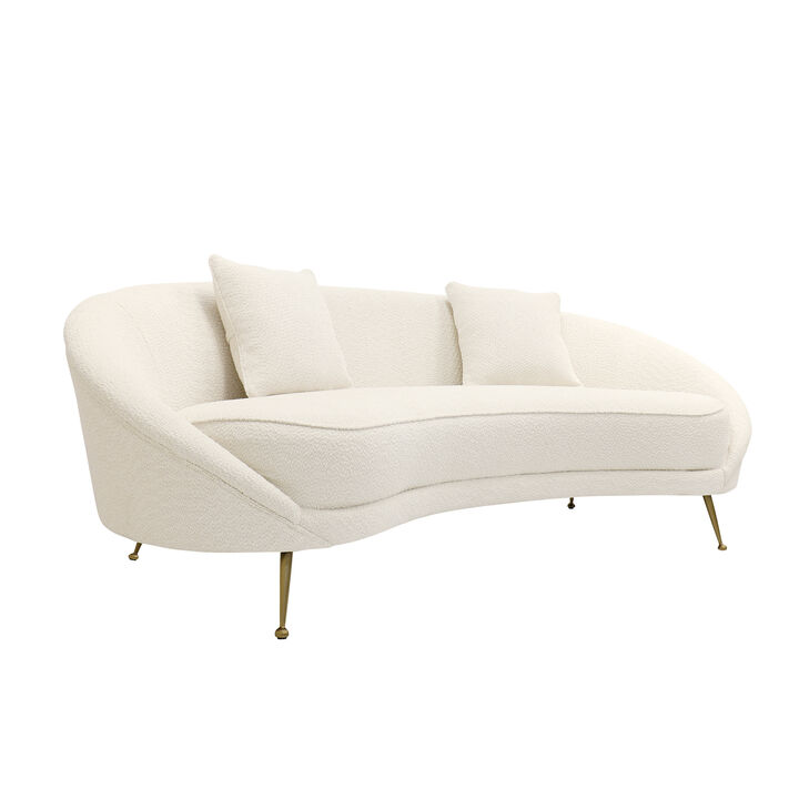 Pasargad Home Luna Collection Curved Sofa, 2 Pillows Included, Mocha