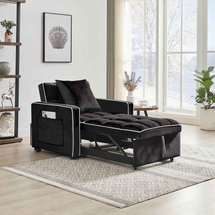 Adjustable Sofa Bed Chair: Black Futon Recliner