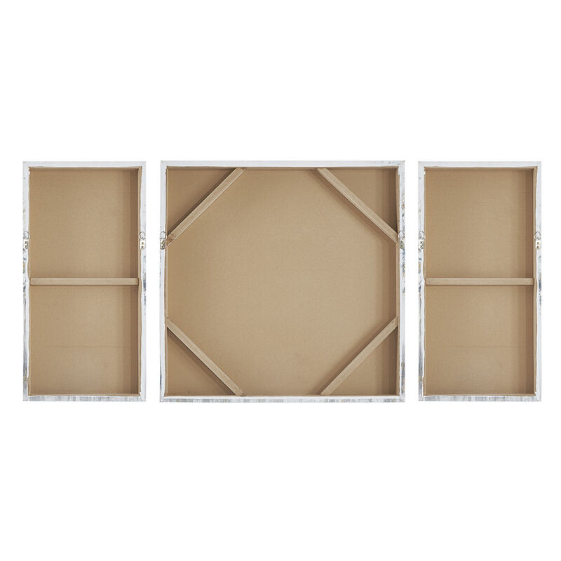 Gracie Mills Aimee Abstract Blue and Grey Landscape Gold Foil Triptych Canvas Set