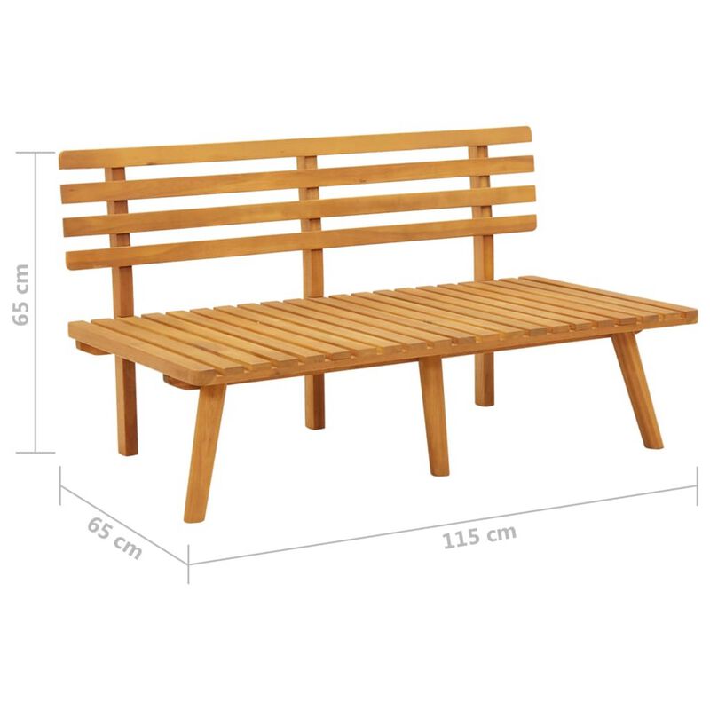 Roma Outdoor Bench, Dark Gray and White, 45 Inch Brown Acacia Wood - Benzara