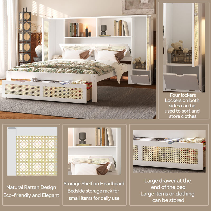 Merax Wooden Platform Bed with Storage Headboard