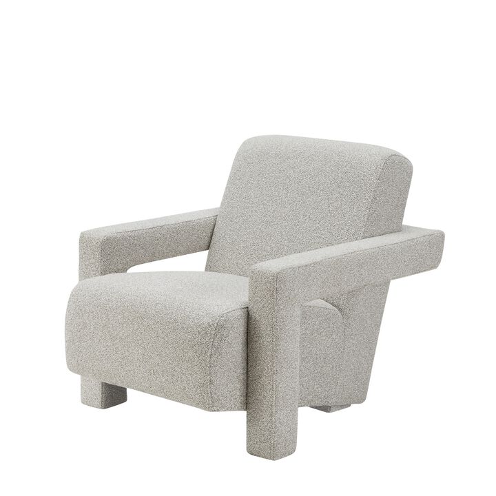 Cid Lily 28 Inch Accent Chair, Light Gray Polyester, Foam Cushions, Wood - Benzara
