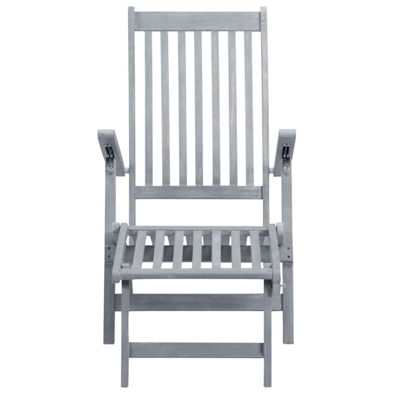 vidaXL Patio Deck Chair with Footrest and Cushion Solid Wood Acacia