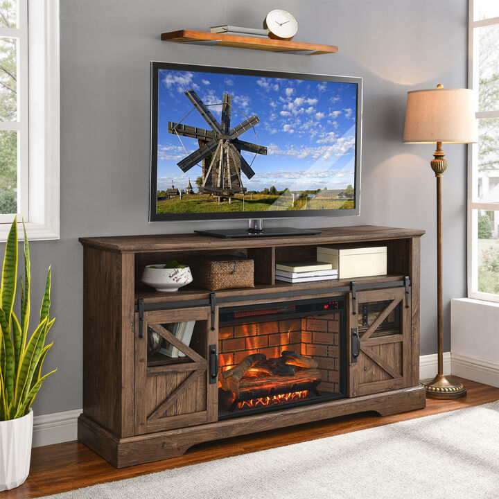 Streamdale 60" Electric Fireplace Entertainment Center in Barnwood