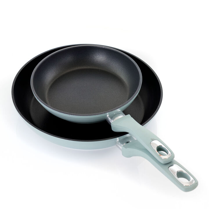 Oster Lynhurst 2 Piece Aluminum Nonstick Frying Pan Set in Blue