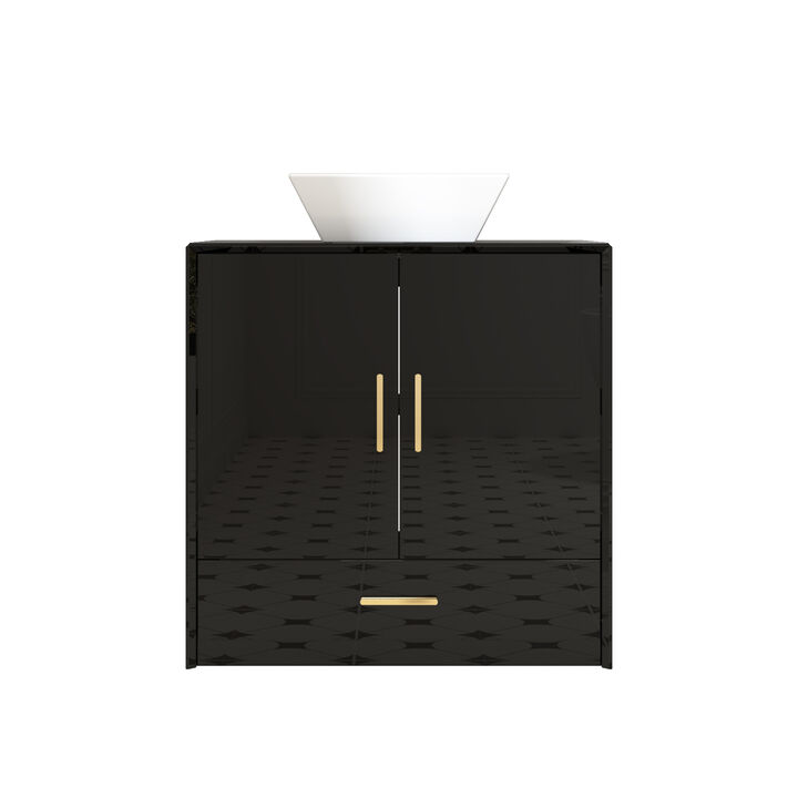 FUFU&GAGA Modern Bathroom Vanity Cabinet with Storage Shelves and Drawer, (31.5" W x 18.9" D x 31.5" H),Black
