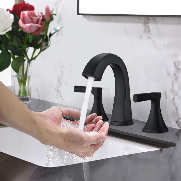 Widespread Bathroom Sink Faucets Two Handle 3 Hole Vanity Bath Faucet With Drain Assembly