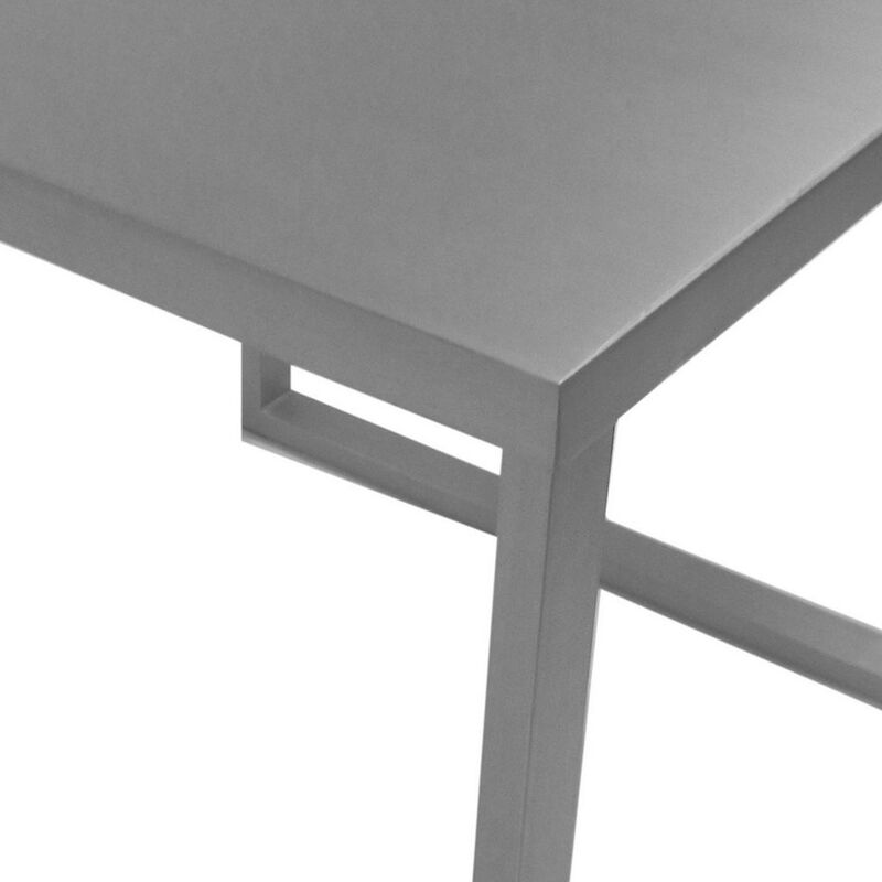 Tom 22 Inch Side End Table, Square Top, Square Legs, Gray Brushed Metal - Benzara