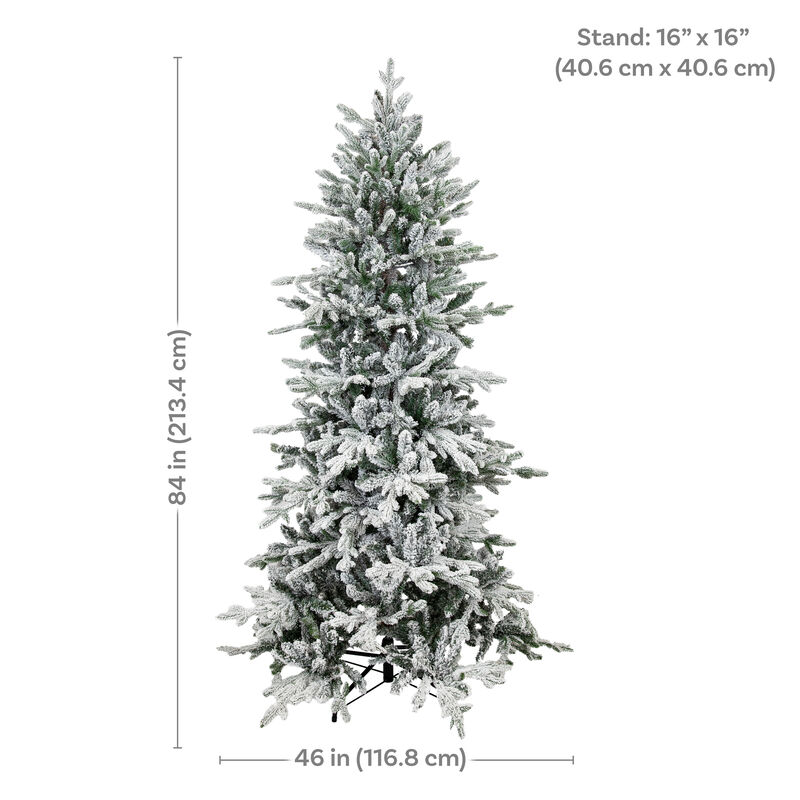 Sunnydaze Slim and Stately Artificial Christmas Tree - 7 ft - Flocked