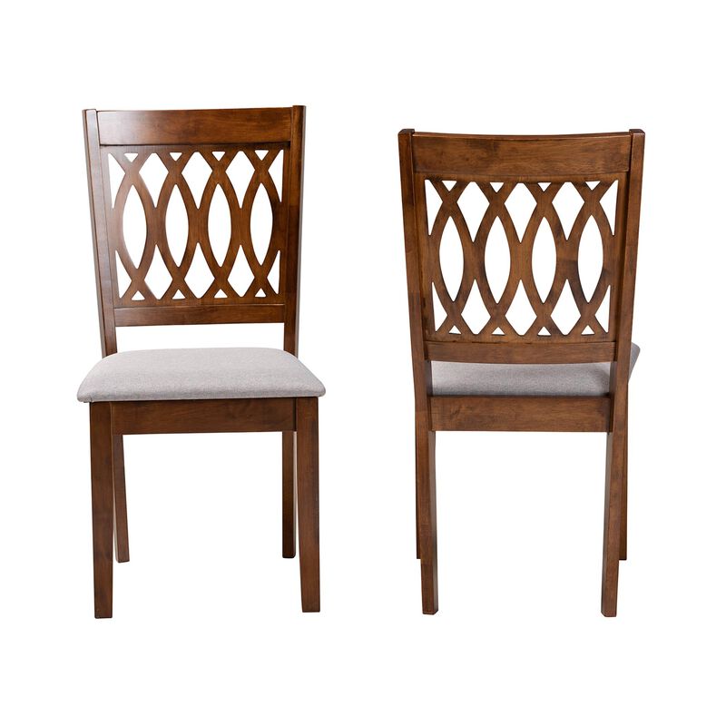 Baxton Studio Florencia Grey Fabric and Walnut Brown Finished Wood 2-Piece Dining Chair Set
