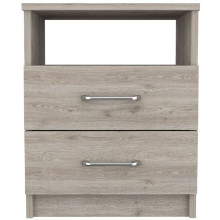 Streamdale Napoles Nightstand, Superior Top, Two Drawers, One Shelf - Light
