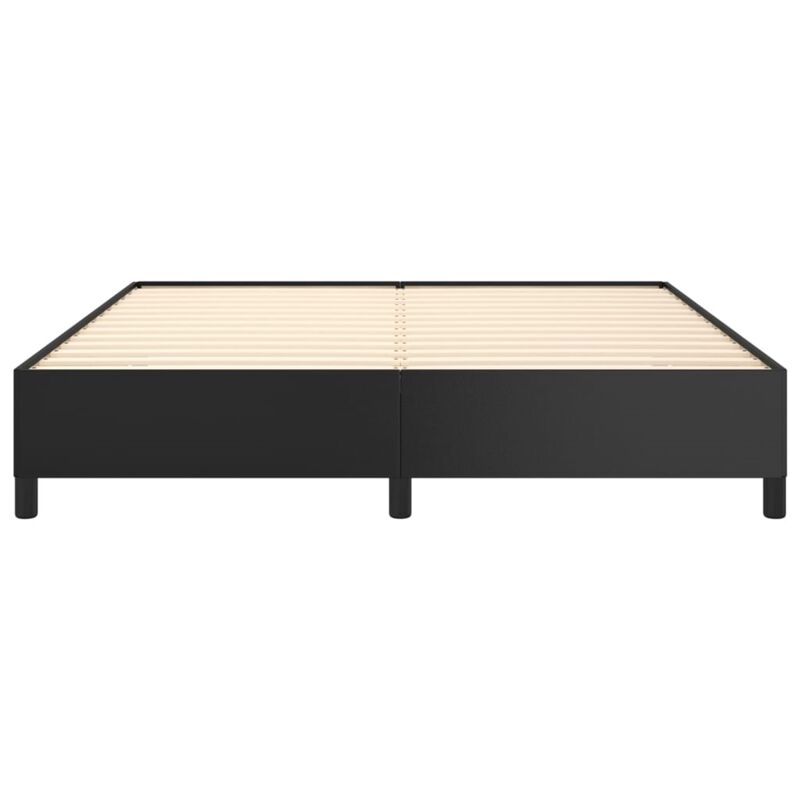 vidaXL Faux Leather Bed Frame in Black - King Sized Platform with Sturdy Plywood and Engineered Wood