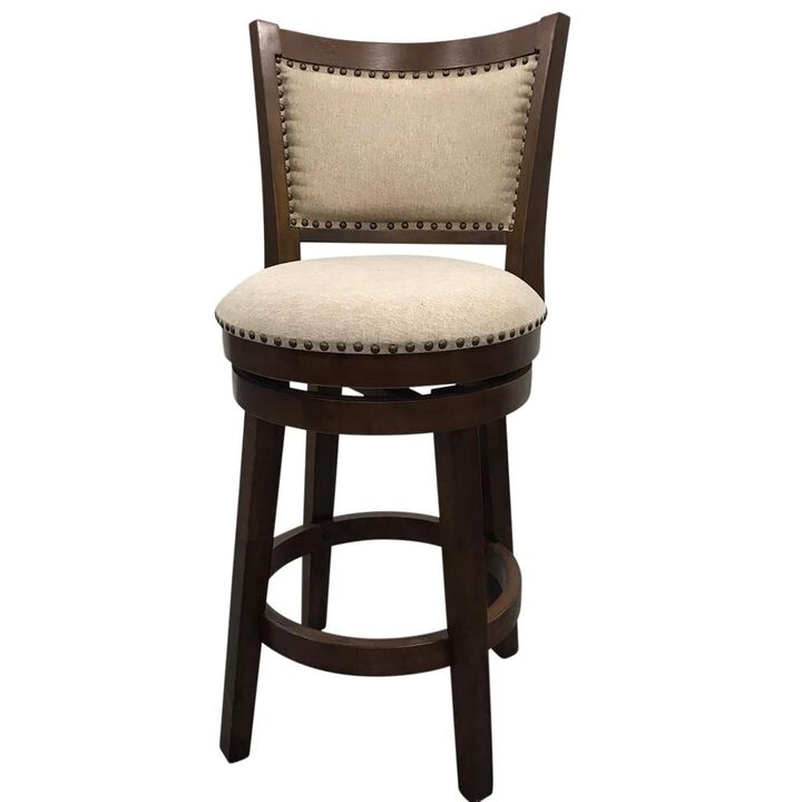 Carolina Living Blaine Swivel Upholstered Barstool - Set of 2 - Walnut - Beige Upholstery