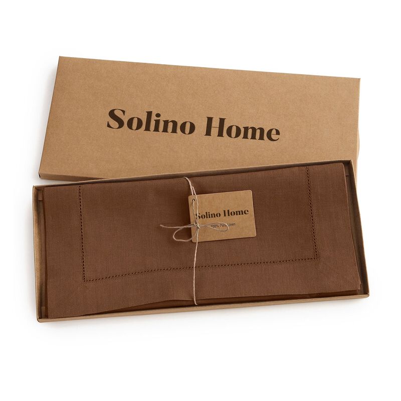Solino Home 100% Pure Linen Table Runner | Classic Hemstitch for Thanksgiving, Christmas