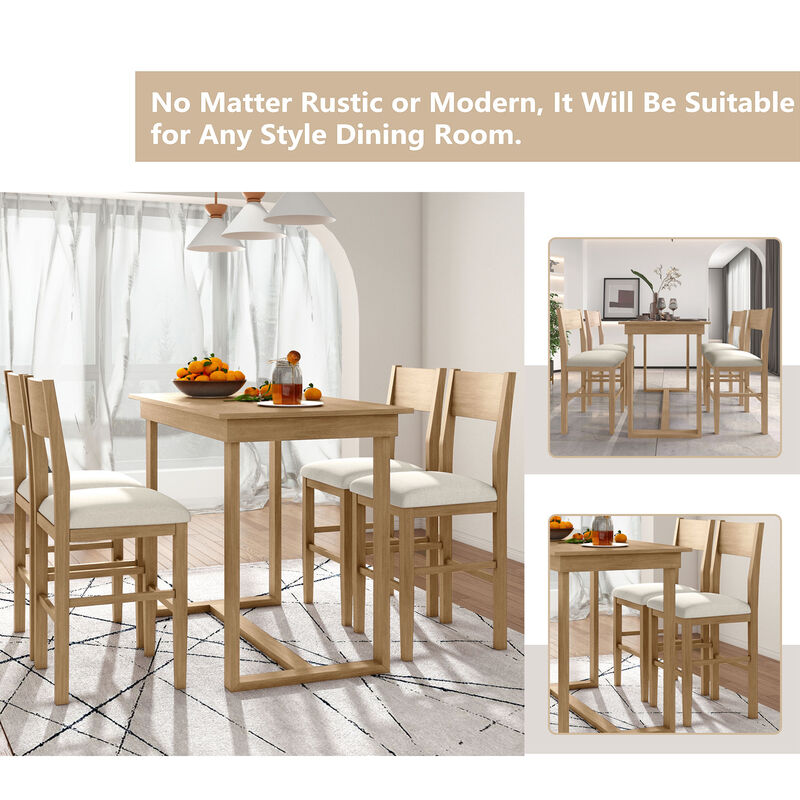 Merax Farmhouse Counter Height 5-Piece Dining Table Set