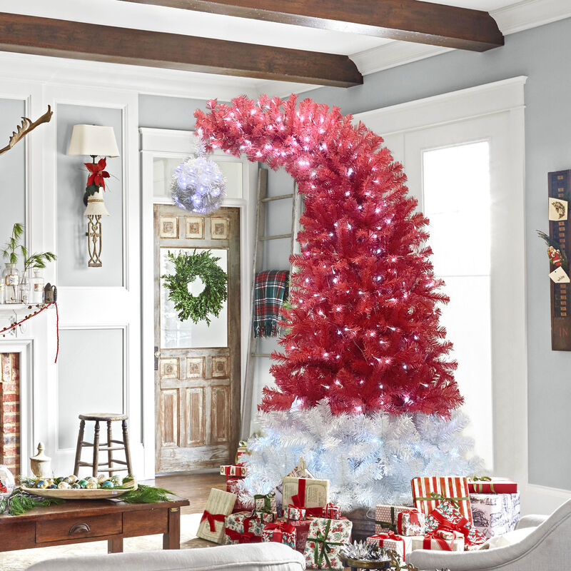 Merax 6FT Hinged Fir Artificial Fir Bent Top Christmas Tree