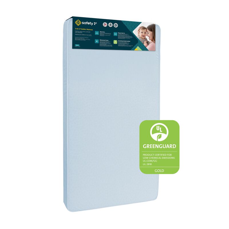 Safety 1st Heavenly Dreams Baby Crib and Toddler Bed Mattress, Waterproof and Stain Resistant Cover, Blue