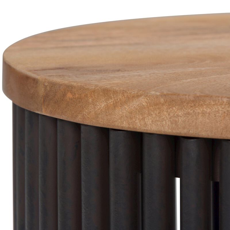 Simpli Home Demy Metal And Wood Accent Table In Natural, Black