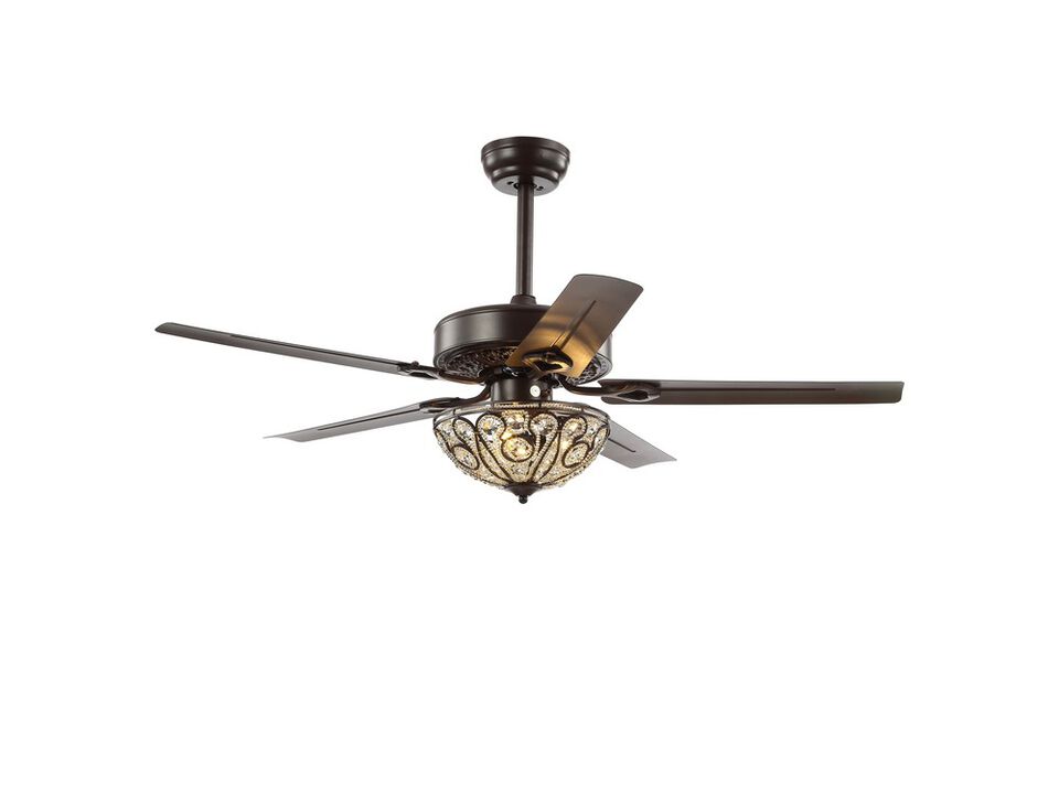 Ali 3-Light Wrought Iron LED Ceiling Fan With Remote
