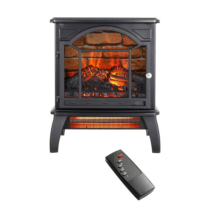 MONDAWE 18 Inch Antique Black 3D Infrared Electric Stove With Remote Control