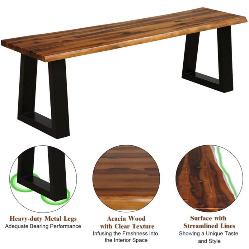 Hivvago Solid Acacia Wood Patio Bench Dining Bench Seating Chair