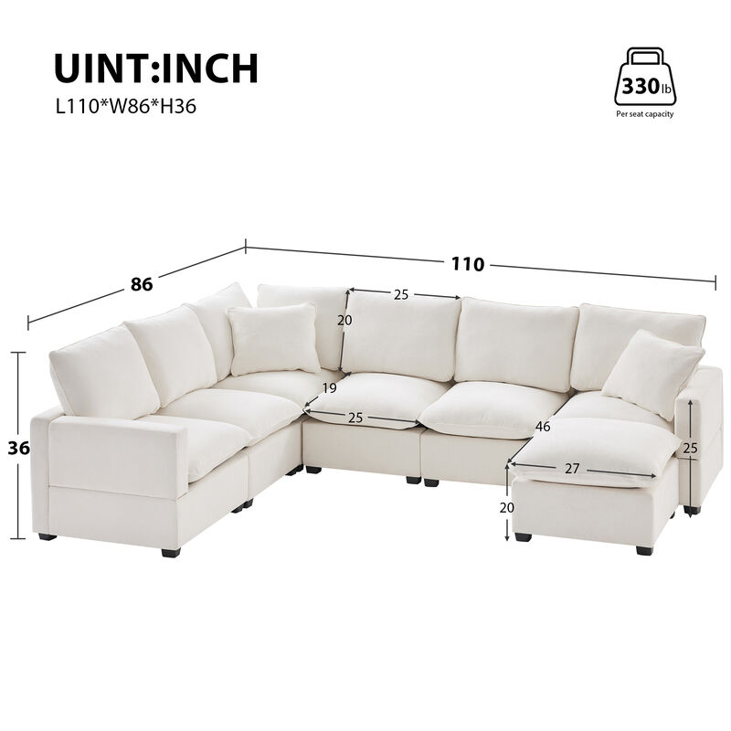 Merax Modern U Shape Modular Sofa with 2 Pillows