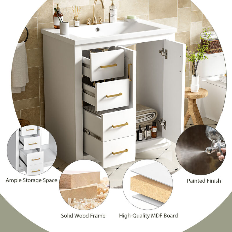 Merax Solid Wood Frame Freestanding Vanity for Bathroom