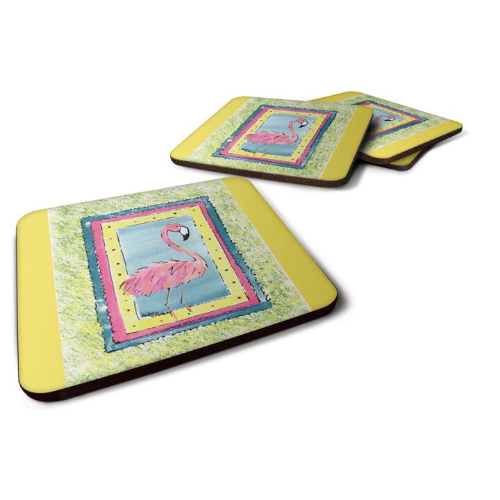 Caroline's Treasures 8106-BFC Bird-Flamingo Foam Coasters (Set of 4), 3.5 H x 3.5 W, Multicolor