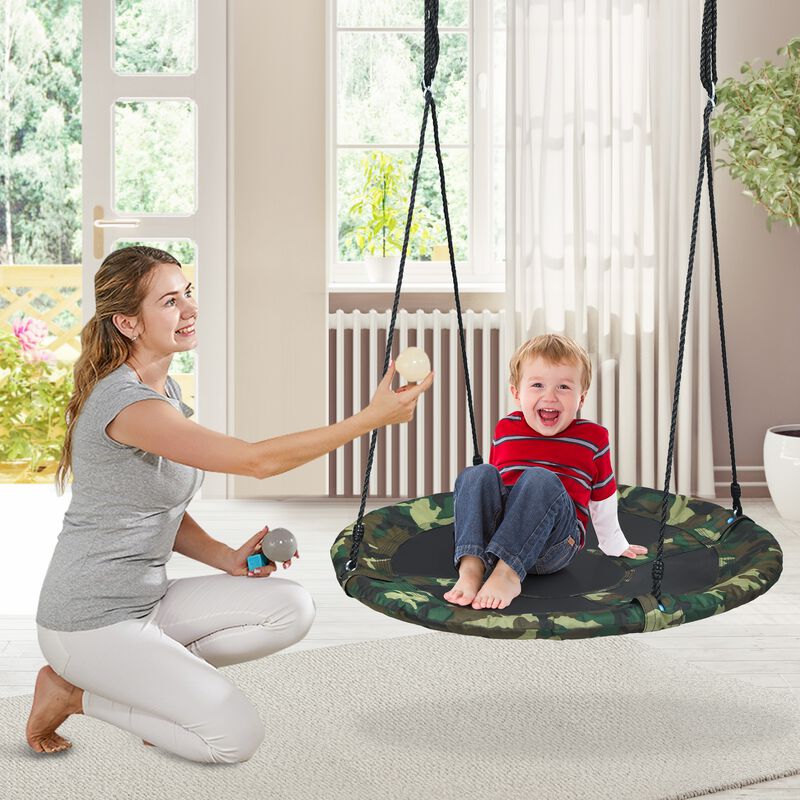 Flying Saucer Tree Swing Outdoor Play Set with Adjustable Ropes – Fun for Kids and Adults