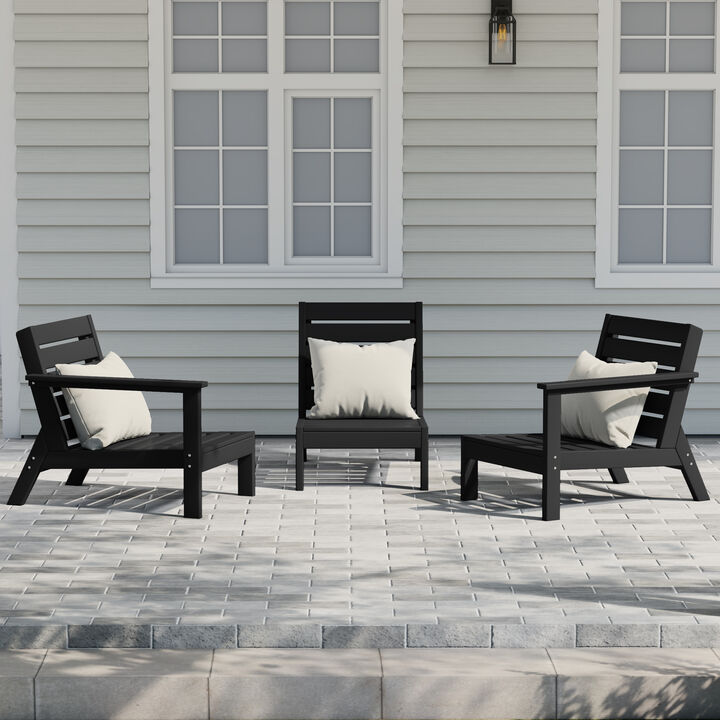 WestinTrends Outdoor Patio 3-Piece HDPE Deep Seating Sectional Sofa
